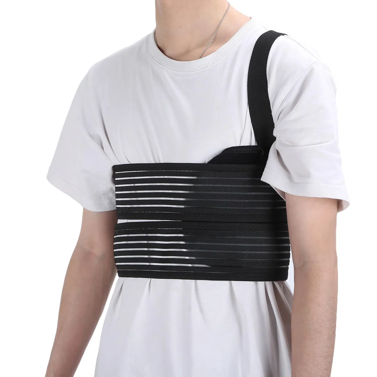 Watris Veiyi Gebrochene Rippenbandage, Elastischer Rippengürtel, Atmungsaktiver Ripp-Brustbandage, Verstellbare Brustwickelgürtel, 80-115cm/31.5-45.3in