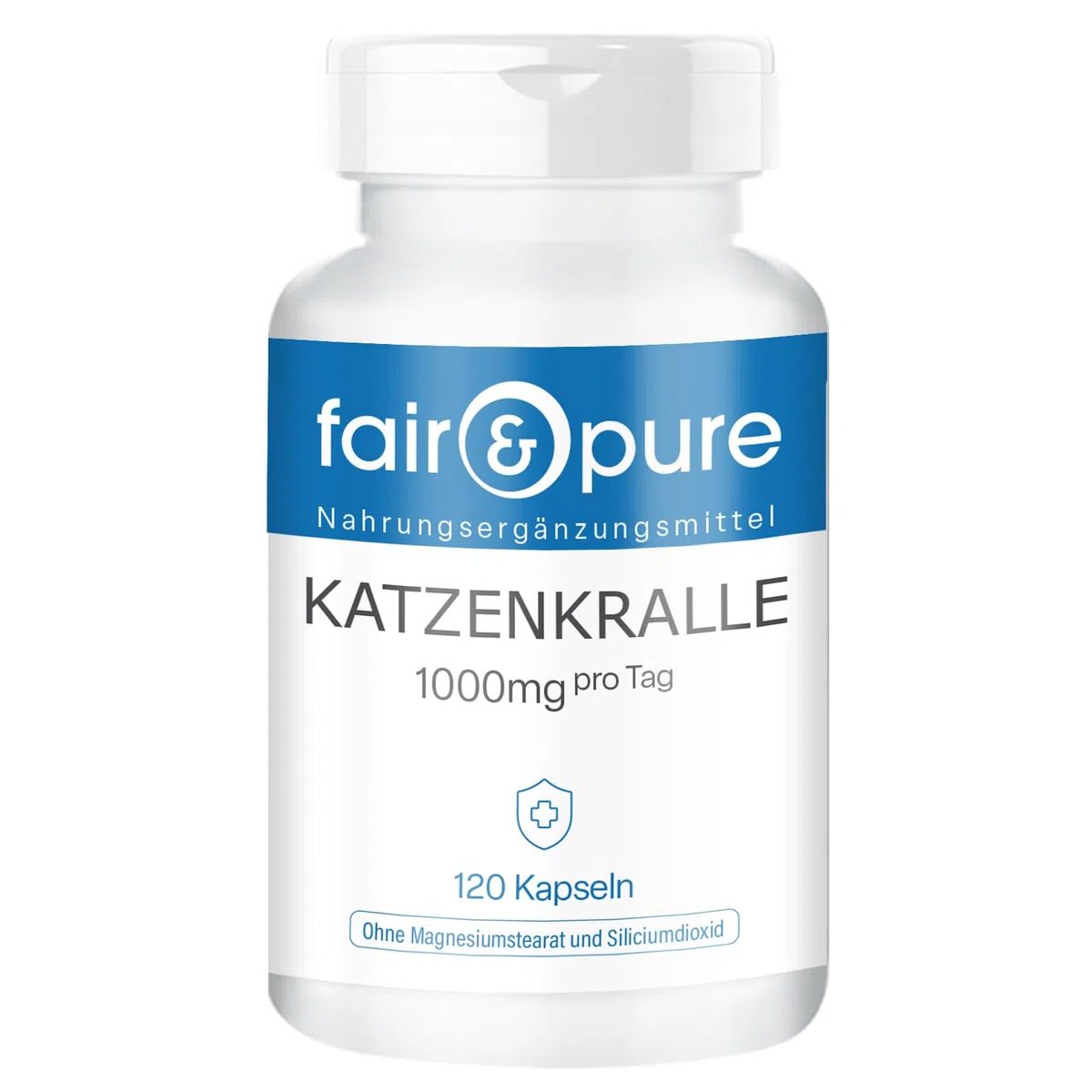 Fair & Pure Katzenkralle 1000mg pro Tagesdosis, 120 Kapseln, Cats Claw, Una De Gato, Nahrungsergänzungsmittel vegan ohne Magnesiumstearat, in Deutschland hergestellt