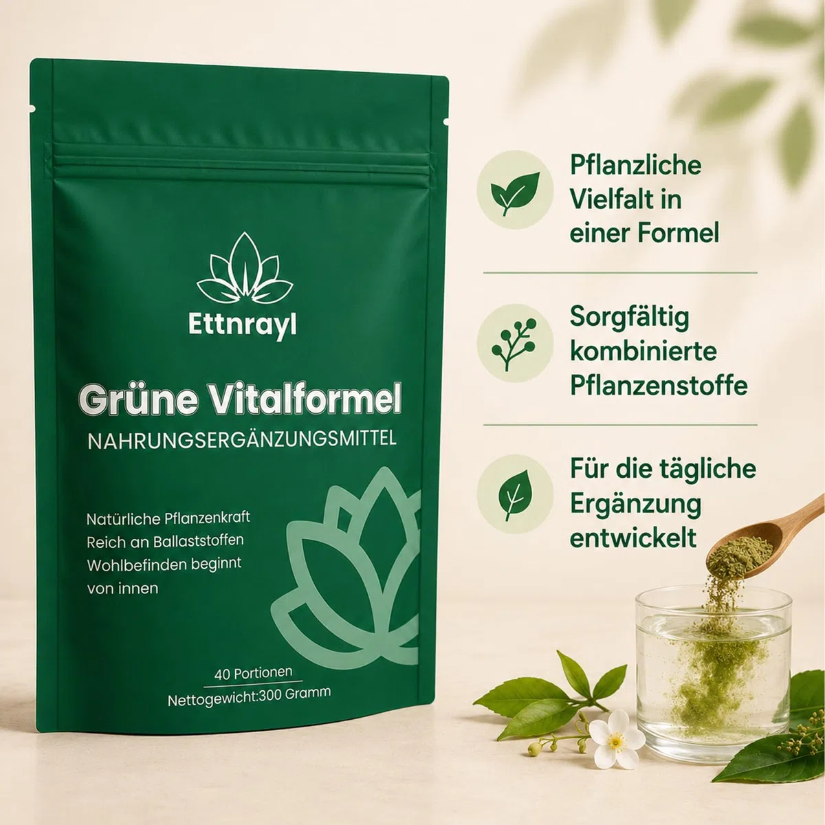 Grüne Entgiftungspulver 200g Vegan – Super Greens Pulver mit Matcha, Gerstengras, Spirulina & Chlorella, Heidelbeeren – Reich an Vitaminen, Mineralstoffen & Ballaststoffen