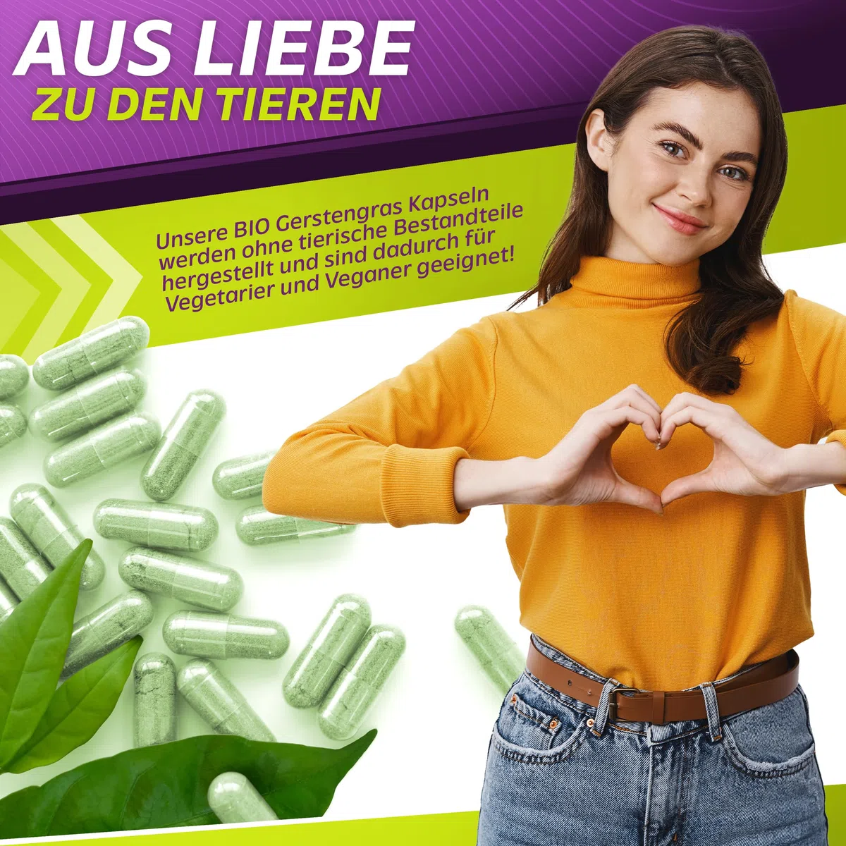 Vita2You Bio Gerstengras Kapseln - 360 Kapseln - 3000mg Tagesdosis - 500mg pro Kapsel - Gerstengras aus deutschem Anbau - Ohne Zusätze - Hochdosiert - ökologischer Anbau - Premium Qualität