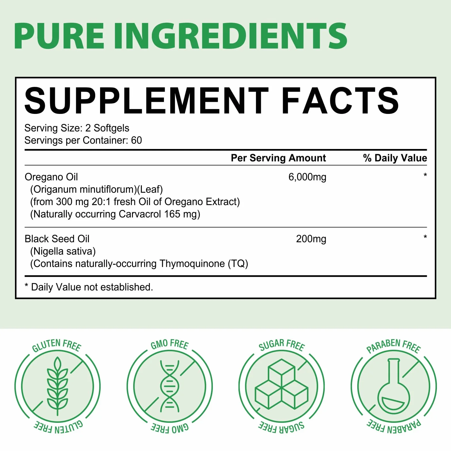 Oregano Öl Kapseln 240 Softgel, Oregano Öl Bio Kapseln Vegan - 2 in 1 6000 mg Oreganoöl mit 200 mg Schwarzkümmelöl, Verdauungsunterstützung, Reine & natürliche