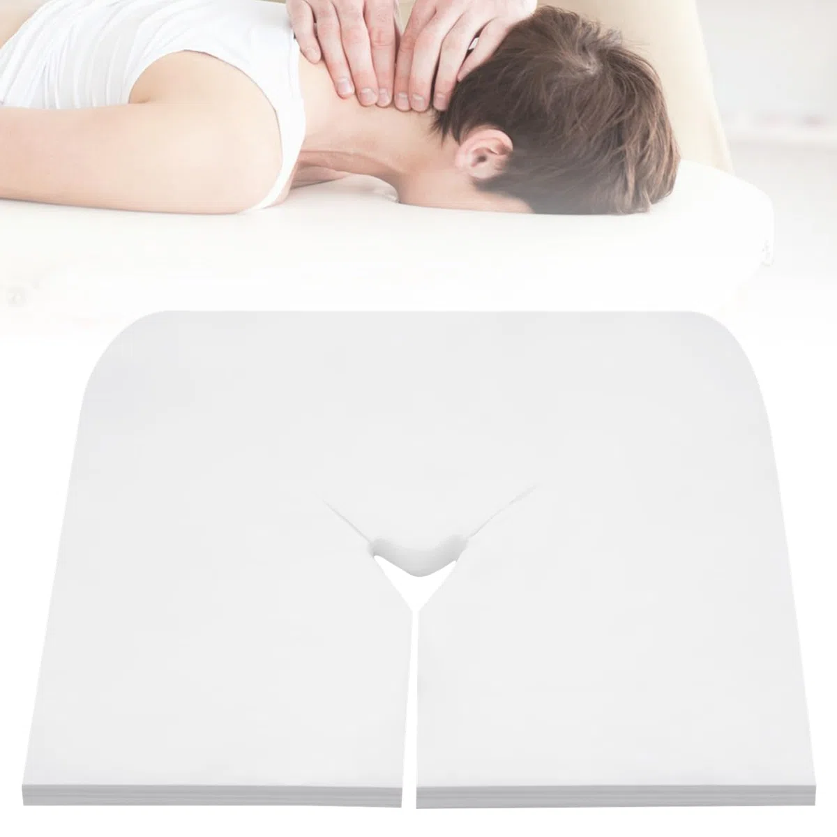 CACAZI Massage-Gesichtswiegenbezüge, 200 Stück Einweg-Gesichtsauflagen-Abdeckungstücher aus weichem Vliesstoff für Massagetisch- und Massagebank-Kopfstützen (200Pcs)