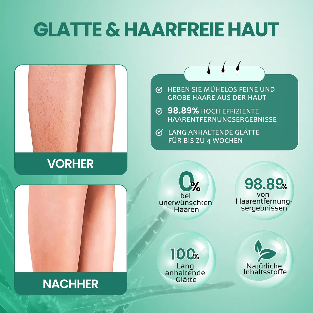 DERMAWAX Roll-On Wachspatronen 6x100 ml Aloe Vera – Made in Italy Warmwachs Nachfüllset – Für empfindliche Haut – Kompatibel mit allen 100 ml Wachserwärmern – Beine, Arme, Rücken & Brust