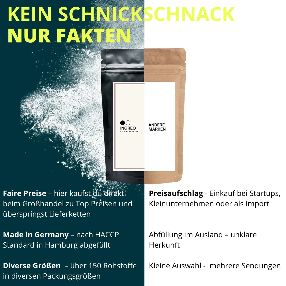 500 g | Sonnenblumen Lecithin Pulver E322 | Emulgator Stabilisator | 40–100 Mesh | 100% rein vegan non GMO | Lebensmittelqualität | für Getränke Backwaren Supplemente | Rohstoff | INGREO