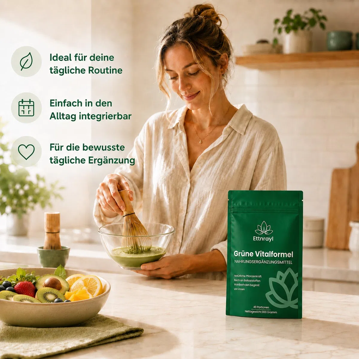 Grüne Entgiftungspulver 200g Vegan – Super Greens Pulver mit Matcha, Gerstengras, Spirulina & Chlorella, Heidelbeeren – Reich an Vitaminen, Mineralstoffen & Ballaststoffen