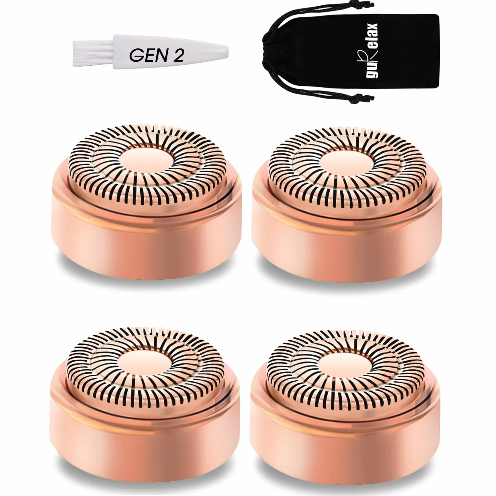 Gurelax Gesichtshaarentferner Ersatzköpfe für Finishing Touch Flawless der neuen Generatio,Schmerzfreie Haarentfernung mit hypoallergen 18-karätige (4pack)