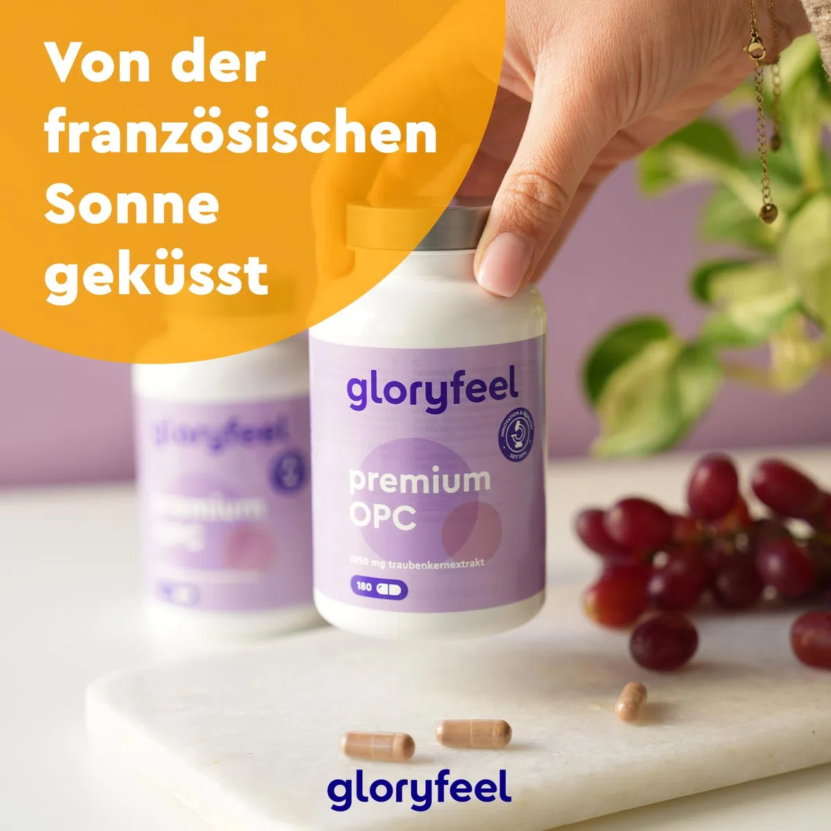 Premium OPC Traubenkernextrakt - 1050mg Extrakt pro Tag - Höchster OPC Gehalt nach HPLC - Aus Original französischen Weintrauben - Vegan, laborgeprüft, ohne Zusätze in Deutschland hergestellt