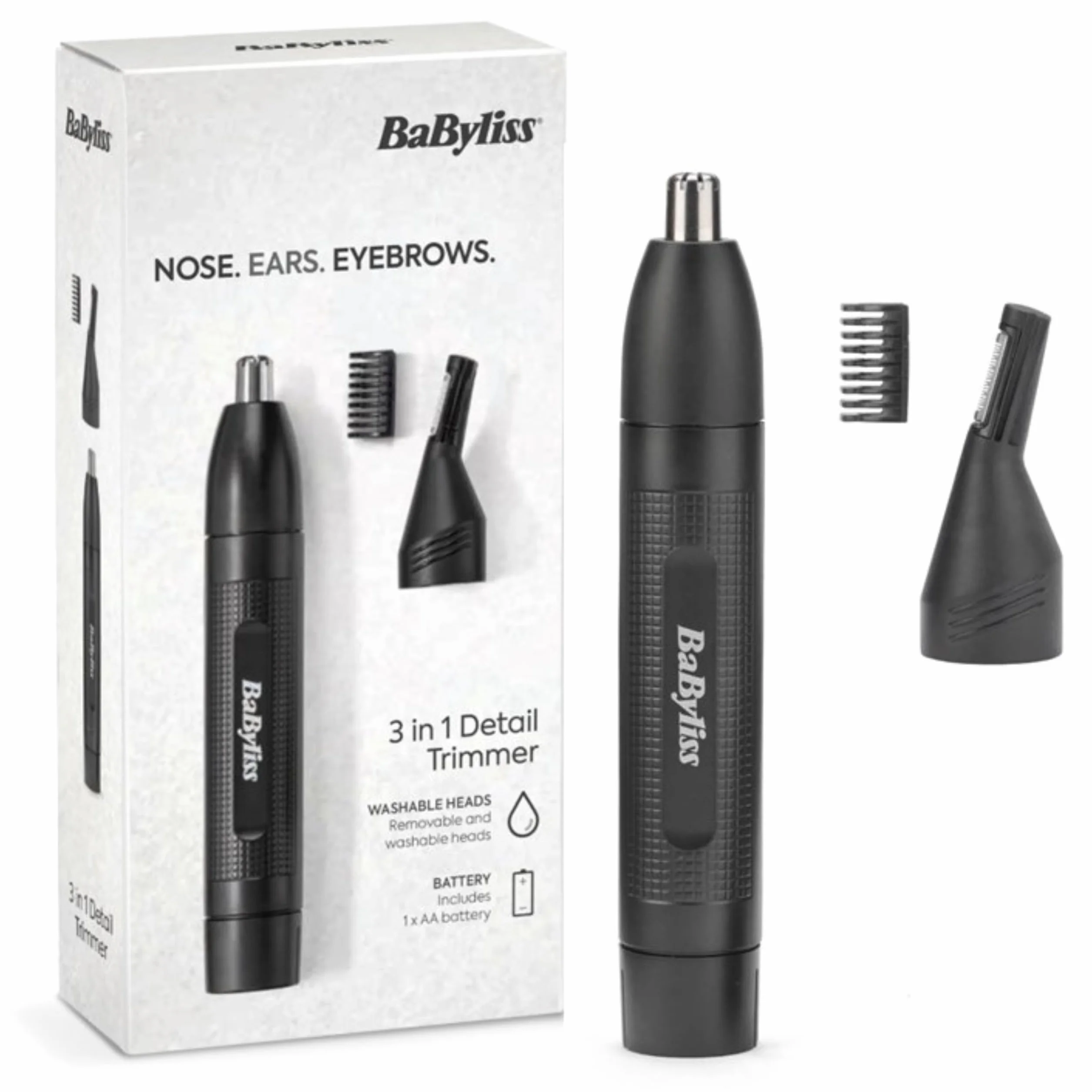 Babyliss Men E652E Nasen- und Ohrhaartrimmer mit Augenbrauenaufsatz