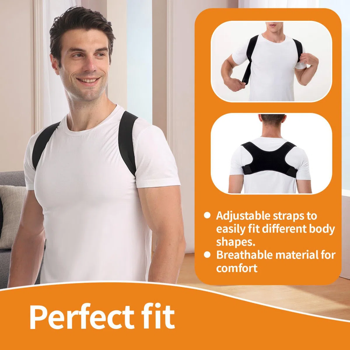 Rücken Geradehalter mit Magneten, Rückenstützgürtel Bequem und Atmungsaktiv Haltungskorrektur Rücken Damen Herren für Haltungskorrektur Schulter Zurück Schmerzprävention (L-XL)
