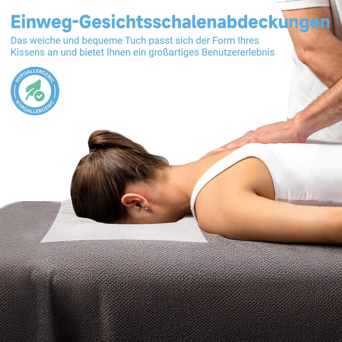 CACAZI Massage-Gesichtswiegenbezüge, 200 Stück Einweg-Gesichtsauflagen-Abdeckungstücher aus weichem Vliesstoff für Massagetisch- und Massagebank-Kopfstützen (200Pcs)