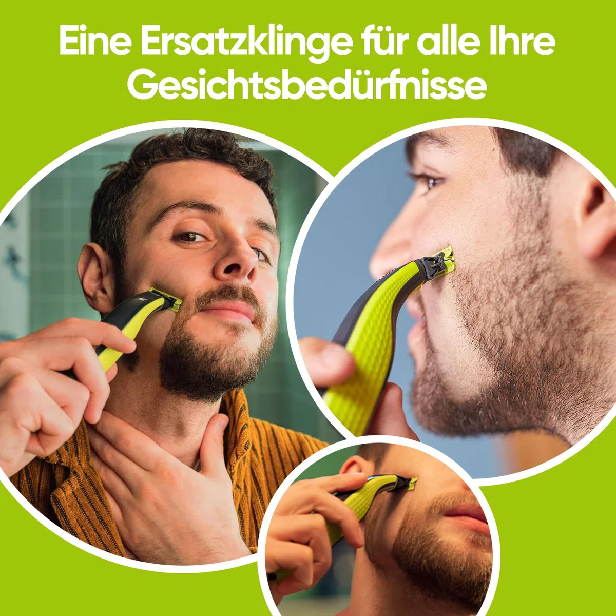 Für Philips OneBlade Klingen | 3 Stück One Blade Ersatzklinge, Wird zum Trimmen von Gesichts- und Körperbärten verwendet. Hochwertige Klingen aus Edelstahl, Sicher und Langlebig