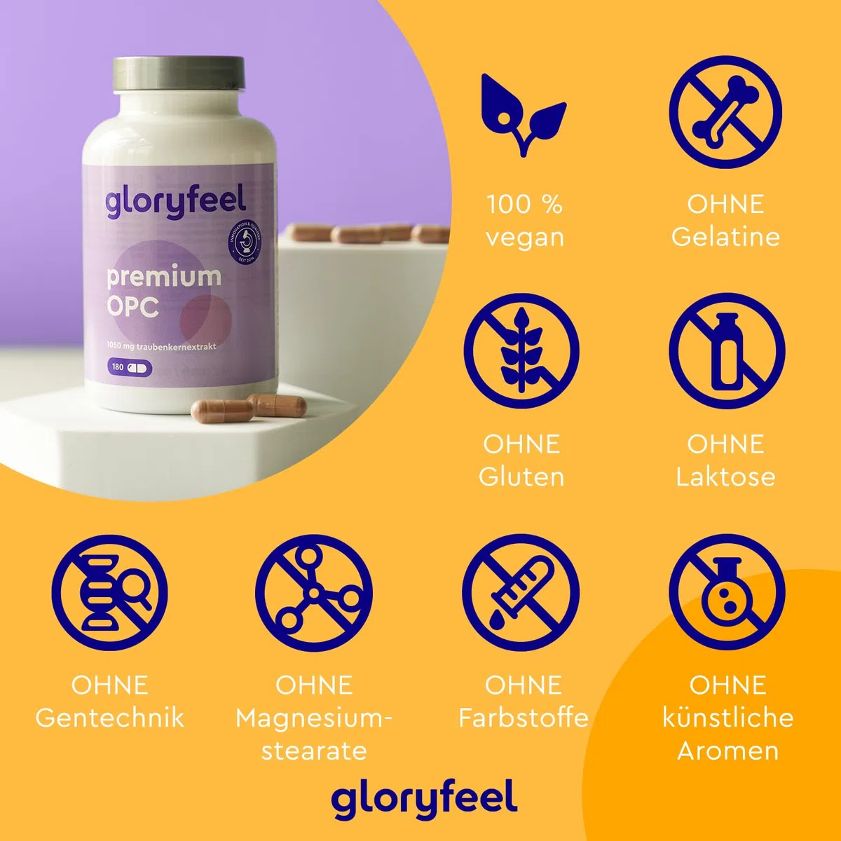 Premium OPC Traubenkernextrakt - 1050mg Extrakt pro Tag - Höchster OPC Gehalt nach HPLC - Aus Original französischen Weintrauben - Vegan, laborgeprüft, ohne Zusätze in Deutschland hergestellt