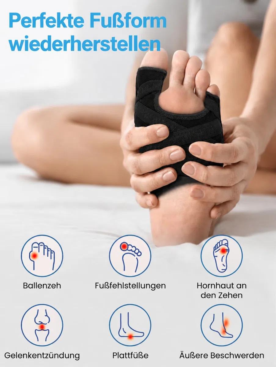 Hallux Valgus Bandage, Hallux Valgus Korrektur für Männer und Frauen, S & Schwarz