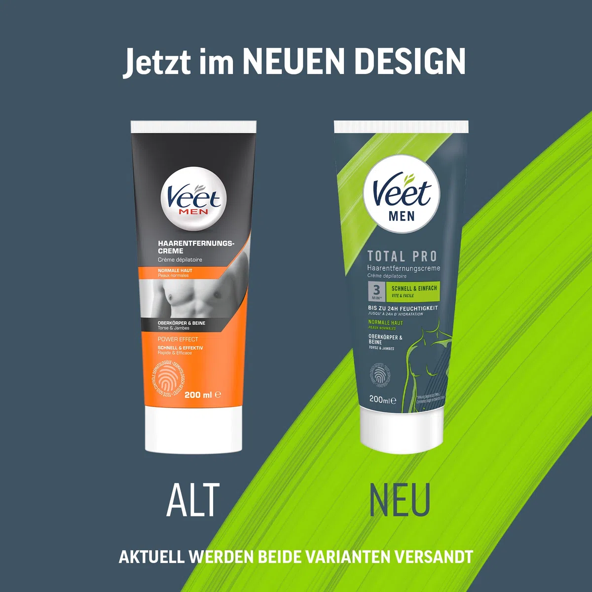 Veet Men Haarentfernungscreme für Oberkörper & Beine - Enthaarungscreme für Männer, Haarentfernung in 5-10 Minuten - 2x200 ml Tube & Spatel