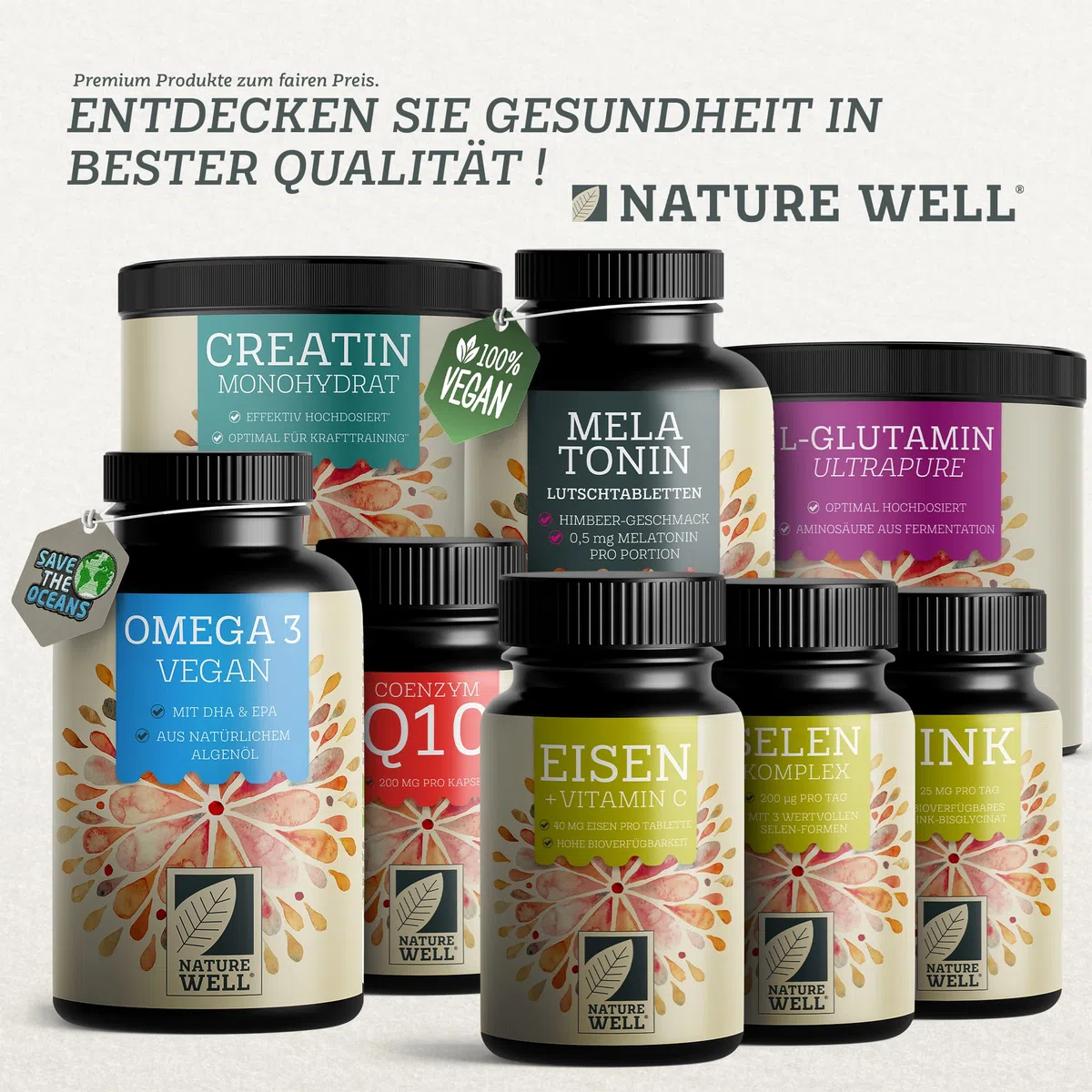 Aminosäuren Komplex hochdosiert - 240 Tabs. mit 6.000 mg Aminosäuren pro Tag - 9 essentielle Amino-Säuren (EAA) + Taurin, Carnitin & Glycin - laborgeprüft mit Analyse-Zertifikat - 100% vegan