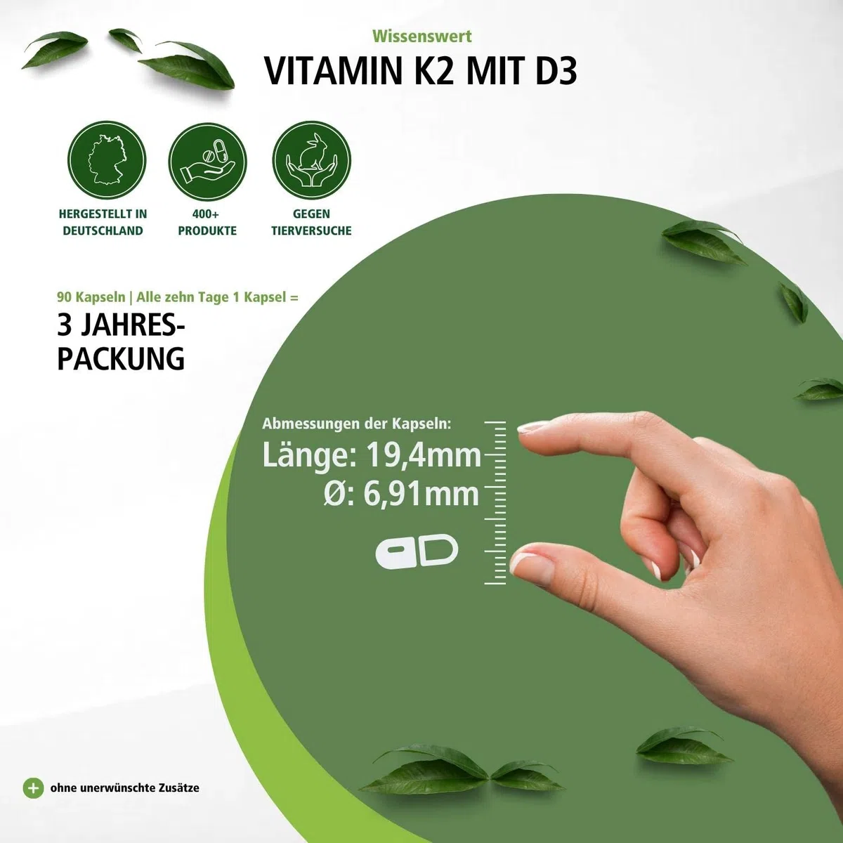 fairvital Vitamin D3 + K2 Kapseln, 90 Kapseln, schluckfreundlich, Vitamin D3 10.000 I.E Depot + Vitamin K2 MK-7 200mcg pro Kapsel, HOCHDOSIERT, nur 1 Kapsel alle 10 Tage