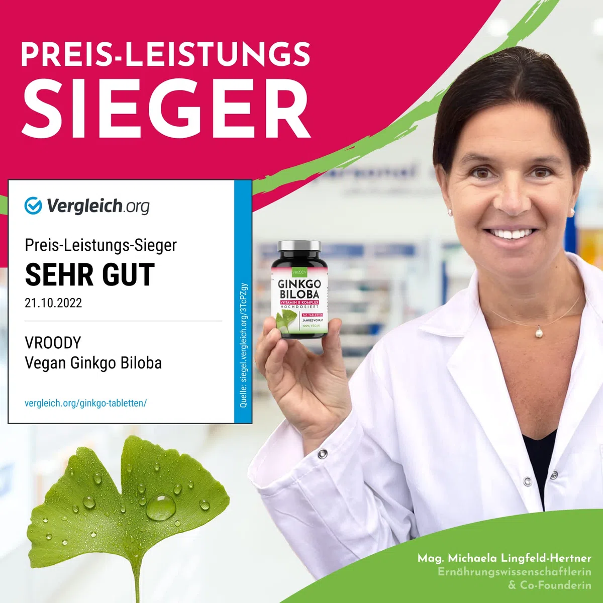 Ginkgo Biloba 6000mg pro Tablette, 365 Stück - Preis-Leistungs-Sieger + B-Vitamin Power Komplex, ohne Zusätze, Laborgeprüft, made in Austria, Vitamin B12 trägt zur Verringerung von Müdigkeit bei