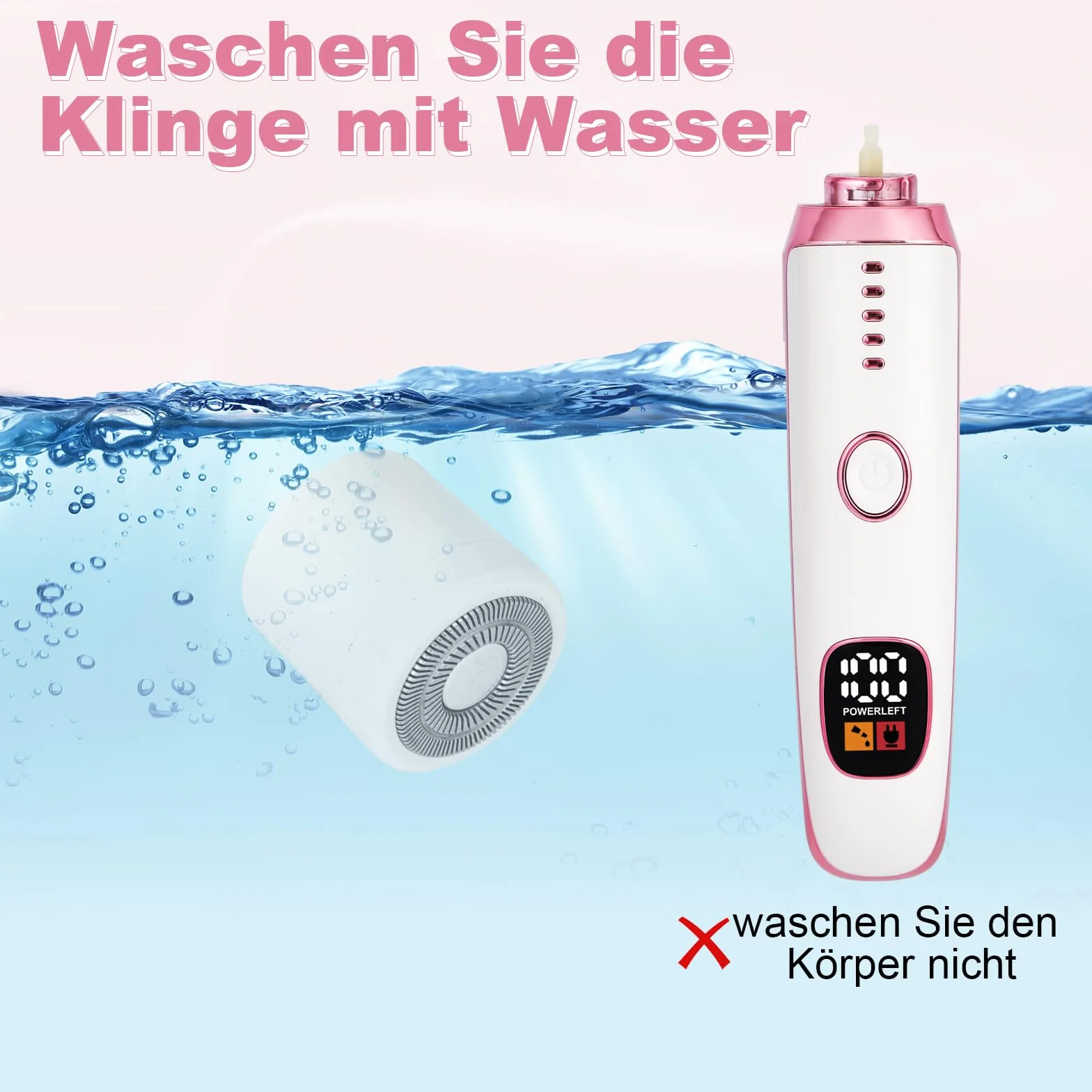 Elektrischer Rasierer für Frauen, 5-in-1 Damenrasierer Elektrisch für Körpe, Schmerzloser Nass-Trocken-Rasierer für Bikini, Achseln, Beine, Augenbrauen und Nase, USB-Aufladung