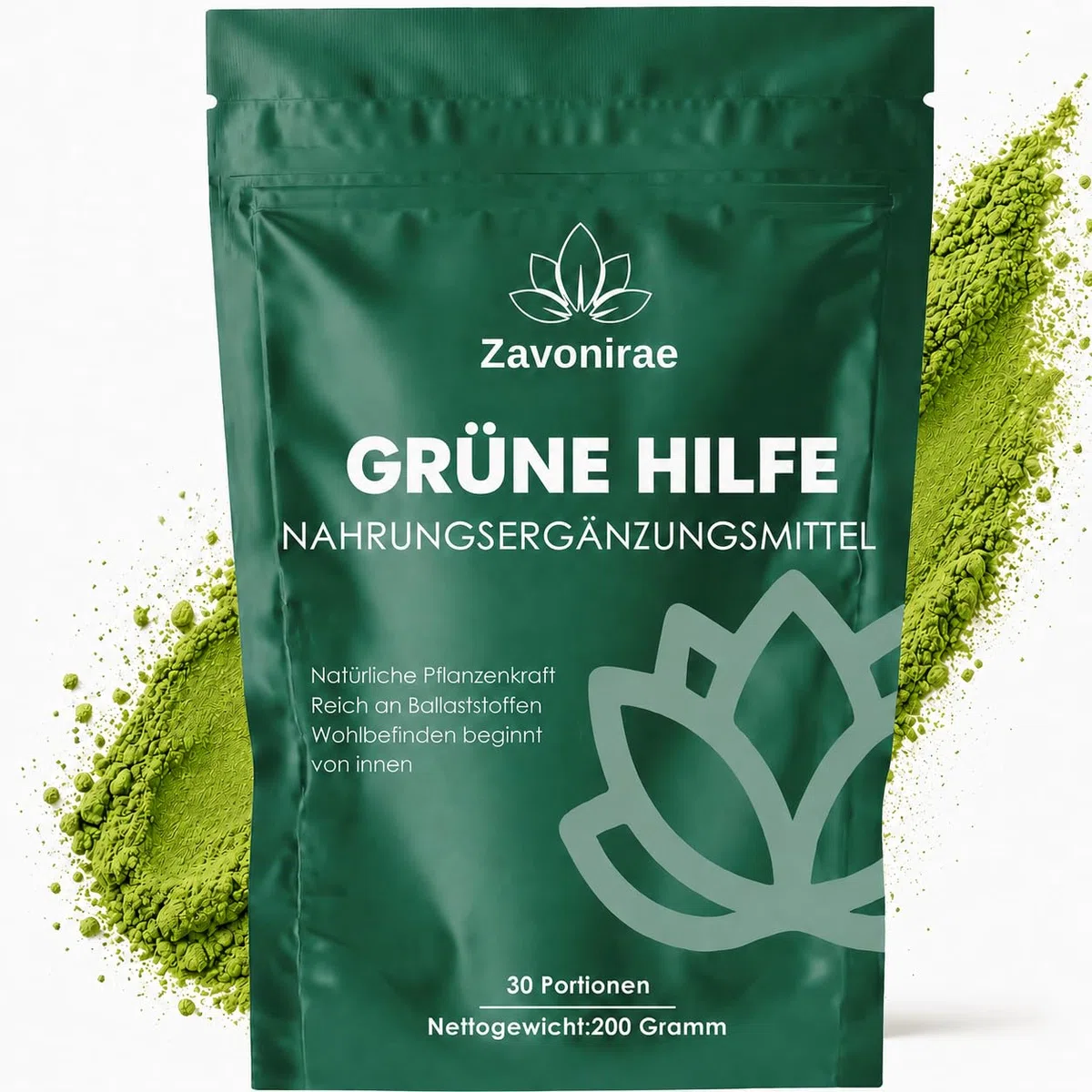 Grüne Entgiftungspulver - 200g Superfood Greens Mix mit Matcha, Gerstengras & Heidelbeeren | Reich an Makro, Mikronährstoffen & Ballaststoffen (dunkelgrün)
