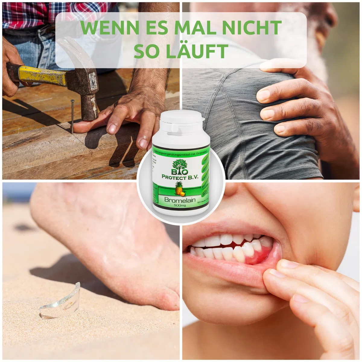 Bromelain 500 mg (2.000 F.I.P.) 120 Kapseln - Vegan ohne Füll- und Zusatzstoffe - 2000 GDU/g = 4000 F.I.P./g - Bio Protect - Ananas Enzym OHNE ZUSATZSTOFFE!