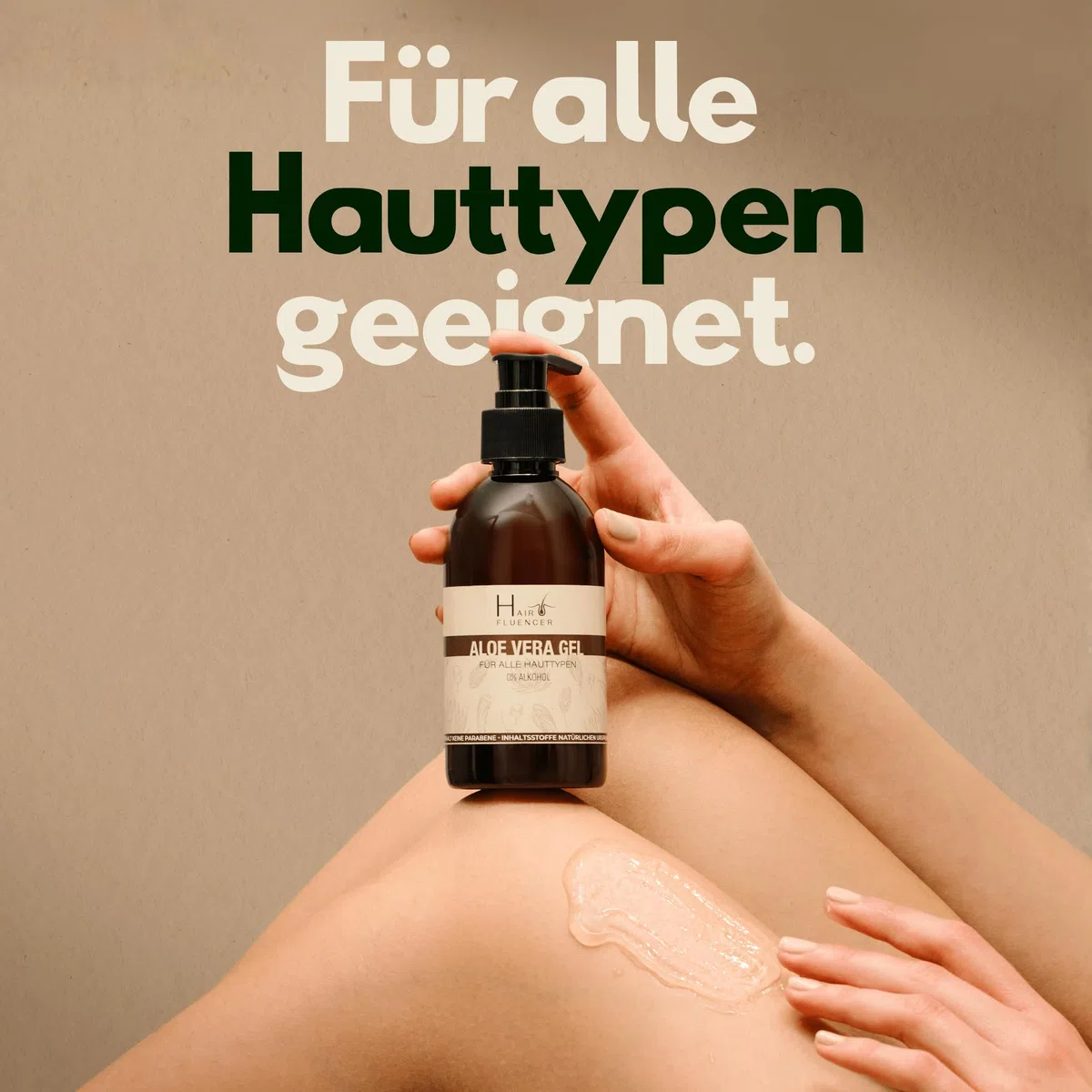 Hairfluencer - Bio Aloe Vera Gel aus Blattsaft - 250ml natürliches Aloe Vera Gel ohne Parabene & Alkohol - Aloe Vera zur Pflege von Haut und Haaren - feuchtigkeitsspendendes Gel