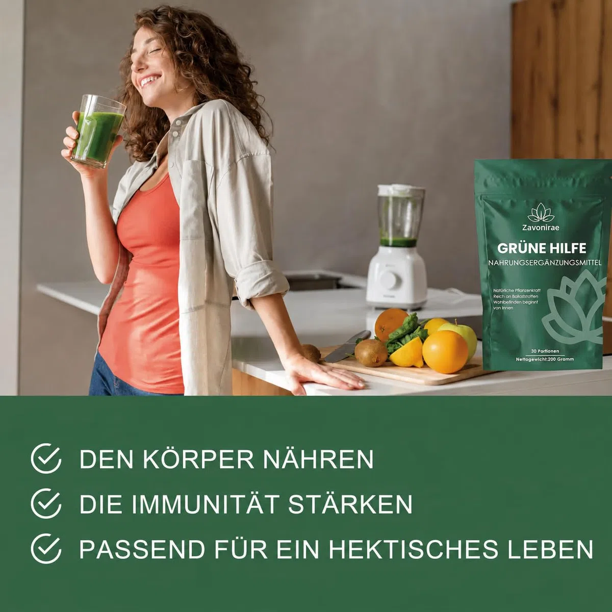 Grüne Entgiftungspulver - 200g Superfood Greens Mix mit Matcha, Gerstengras & Heidelbeeren | Reich an Makro, Mikronährstoffen & Ballaststoffen (dunkelgrün)