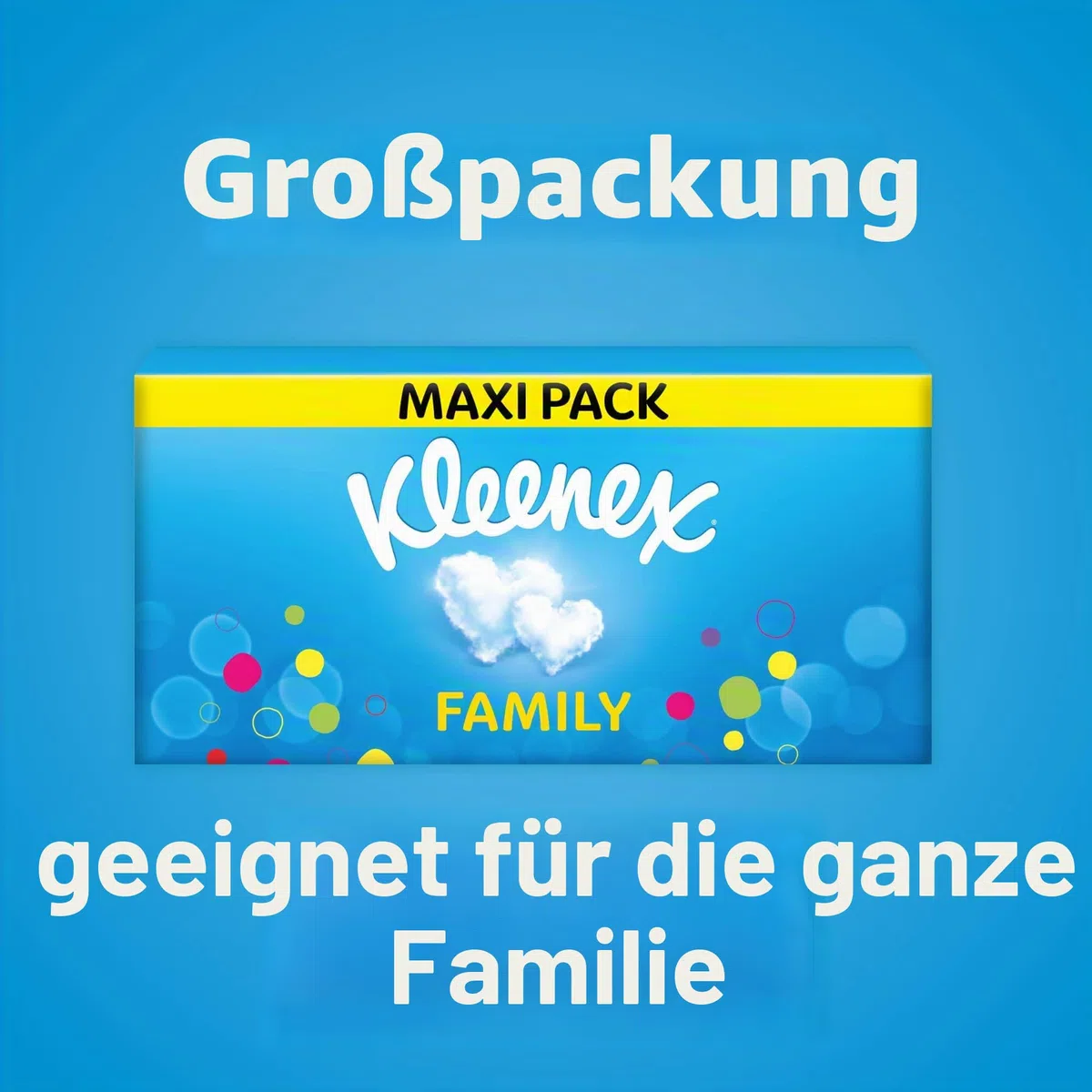 KLEENEX Family Stoffe - 1280 Taschentücher - 10 x 128 Stück - Geschenkbox, blau