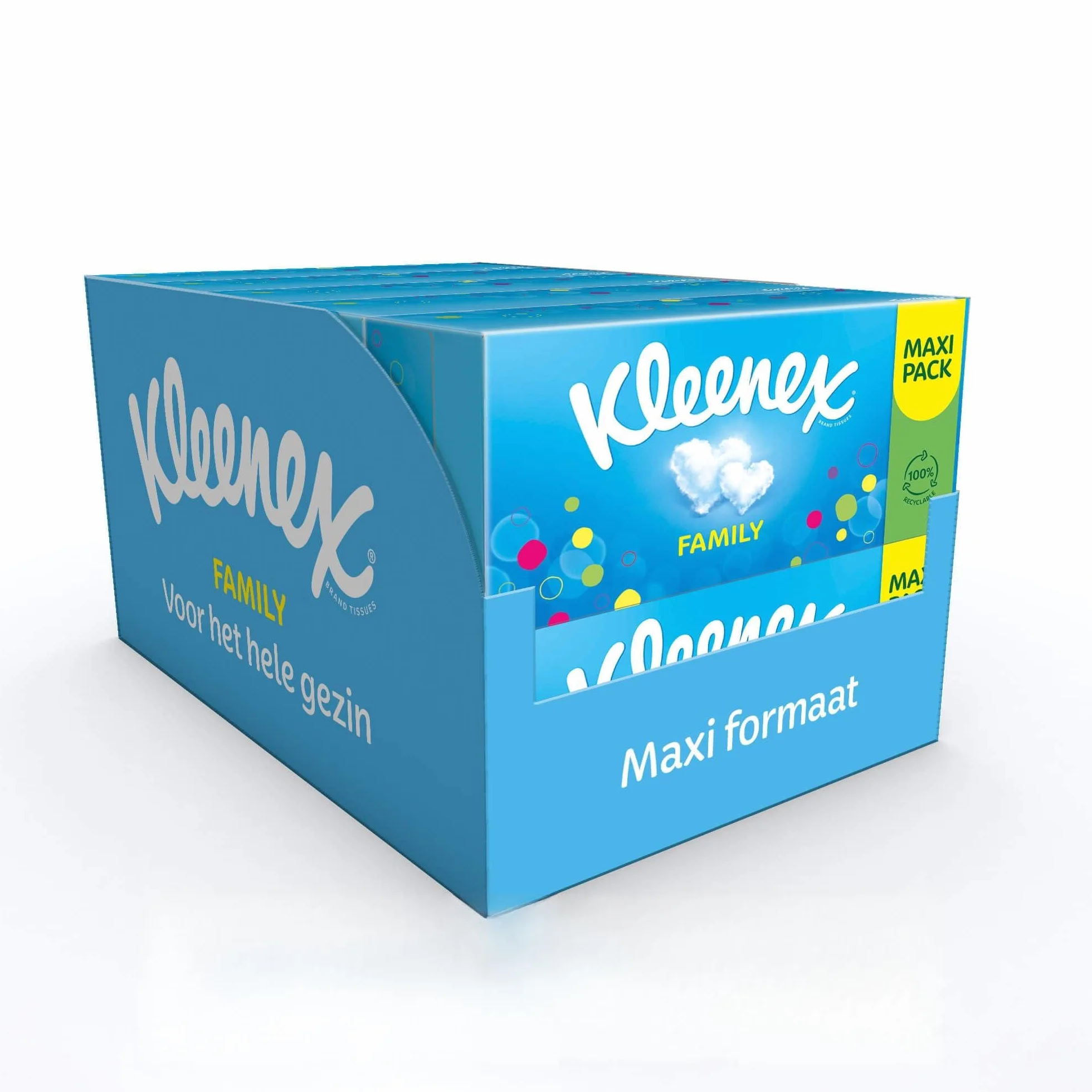 KLEENEX Family Stoffe - 1280 Taschentücher - 10 x 128 Stück - Geschenkbox, blau