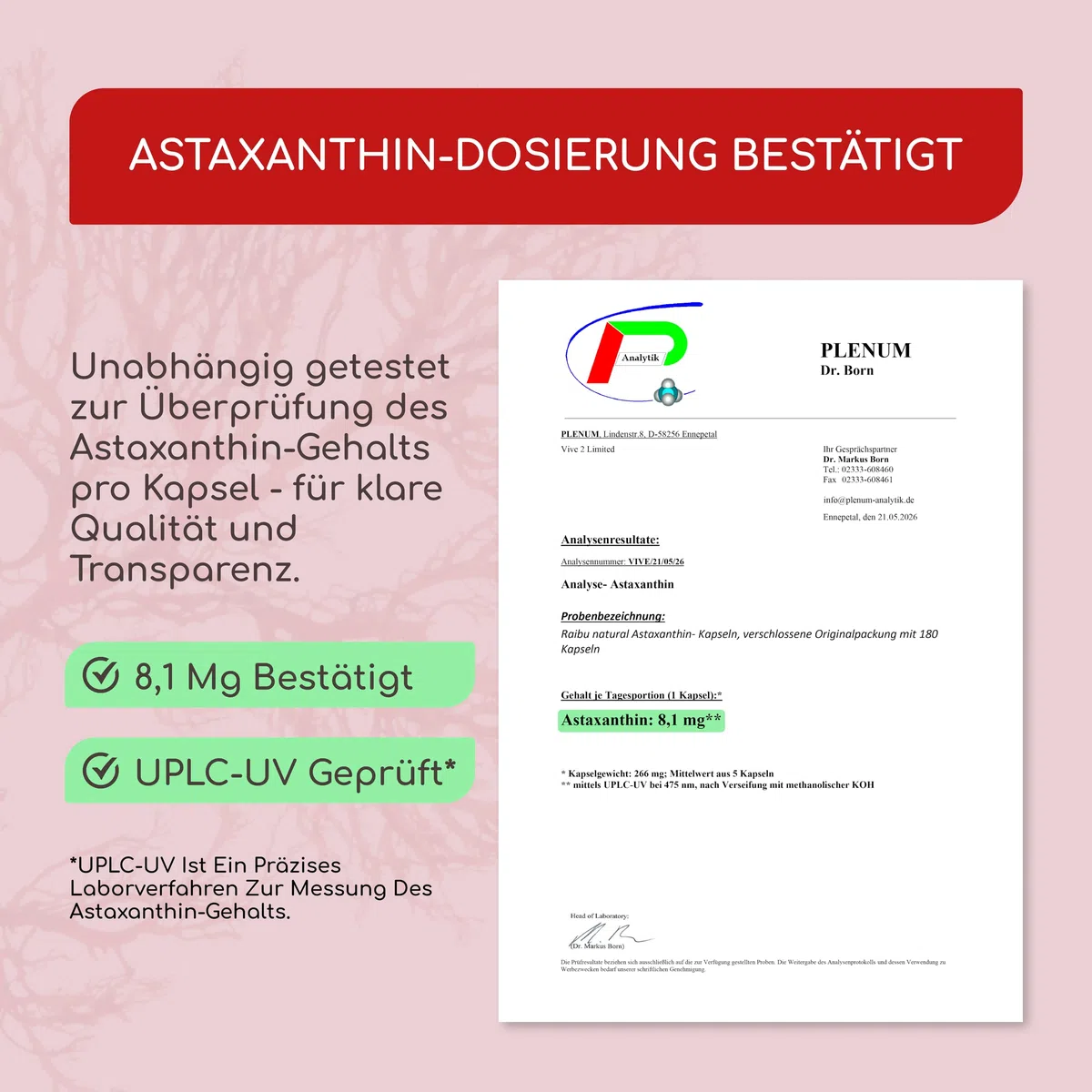 Astaxanthin Hochdosiert - 180 Vegane Astaxanthin Kapseln (Softgels): 6 Monate Vorrat - 8 mg pro Softgel - Premium-Rohstoff aus Haematococcus pluvialis Algenextrakt - Ohne Zusatzstoffe