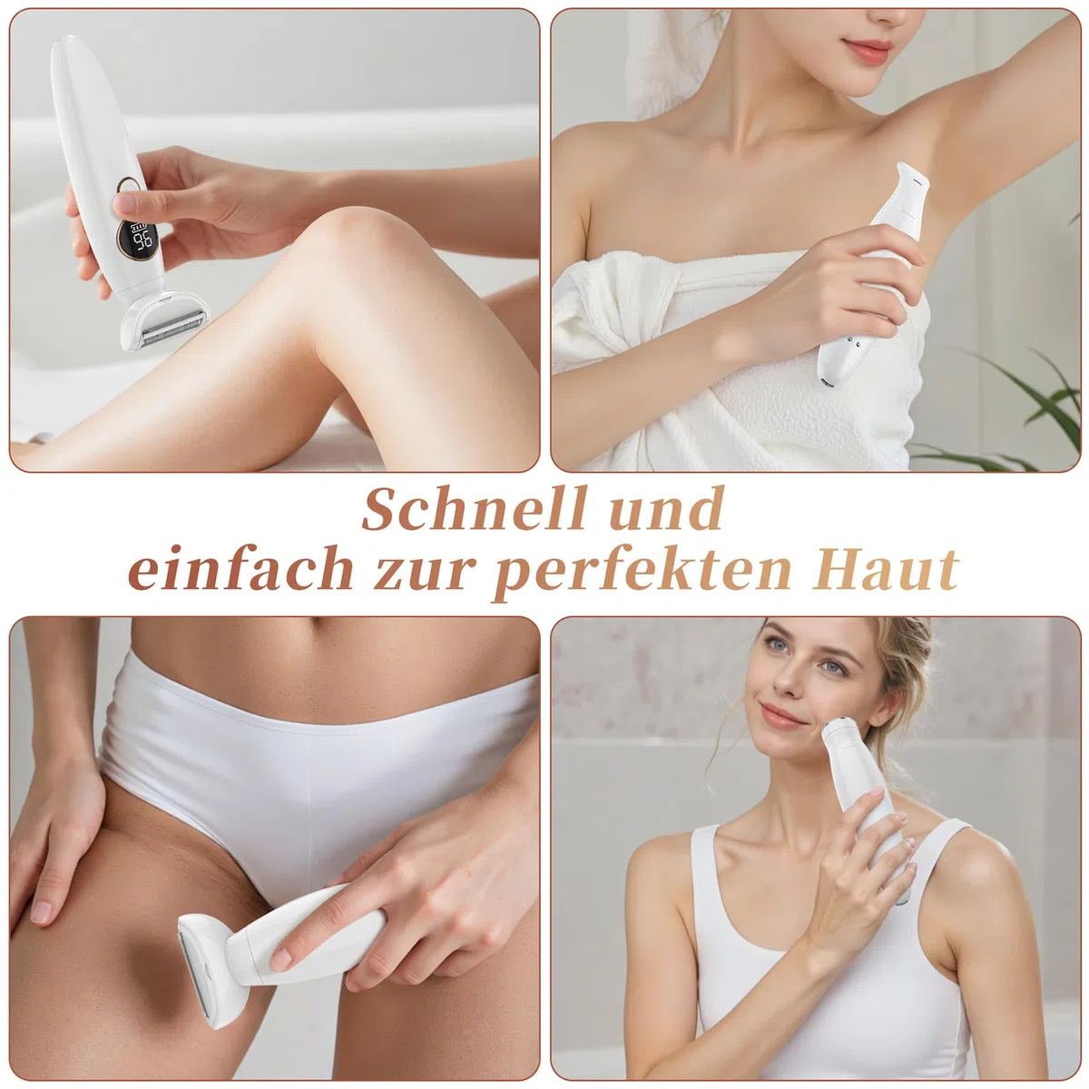 Lightbiz 5-in-1 Elektrischer Rasierer Damen, Intimrasierer für Frauen, Damenrasierer Elektrisch, IPX7 Wasserdicht, Trimmer Damen Intimbereich für Bikini Zone, Gesicht & Körper, USB Aufladbar