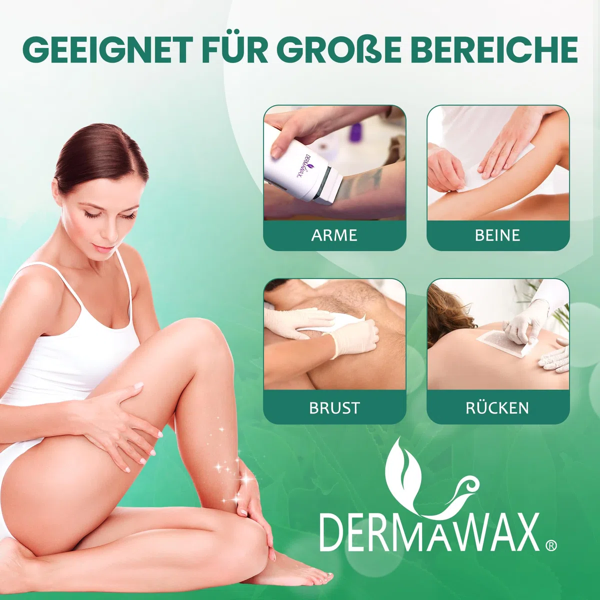 DERMAWAX Roll-On Wachspatronen 6x100 ml Aloe Vera – Made in Italy Warmwachs Nachfüllset – Für empfindliche Haut – Kompatibel mit allen 100 ml Wachserwärmern – Beine, Arme, Rücken & Brust