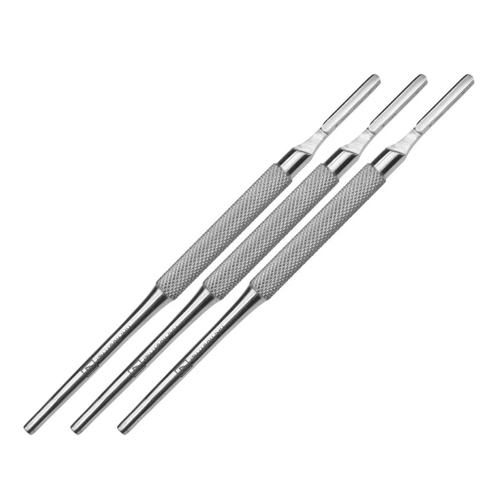 May - 3 x Skalpellhalter Figur Nr 4 - Skalpellgriff mit rundem Griff - Klingenhalter für Einmal-Sklapellklingen - Edelstahl,