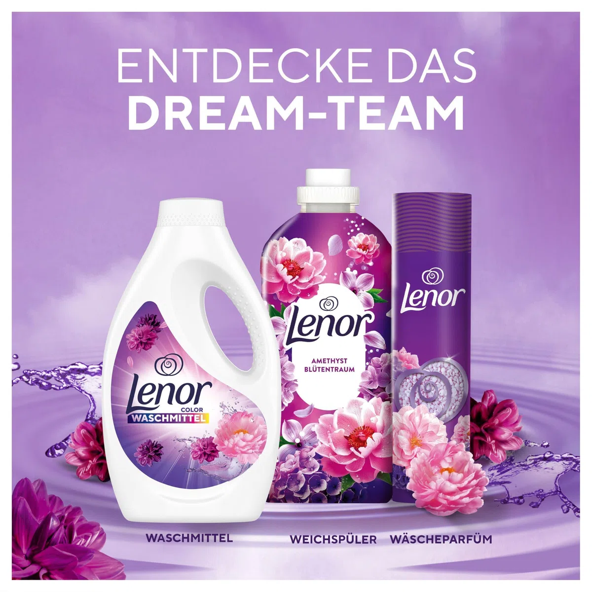 Lenor Color Waschmittel Flüssig, 100 Waschladungen, Amethyst Blütentraum, Lang Anhaltende Frische, Extra Geruchsabwehr Bei Kaltwäsche