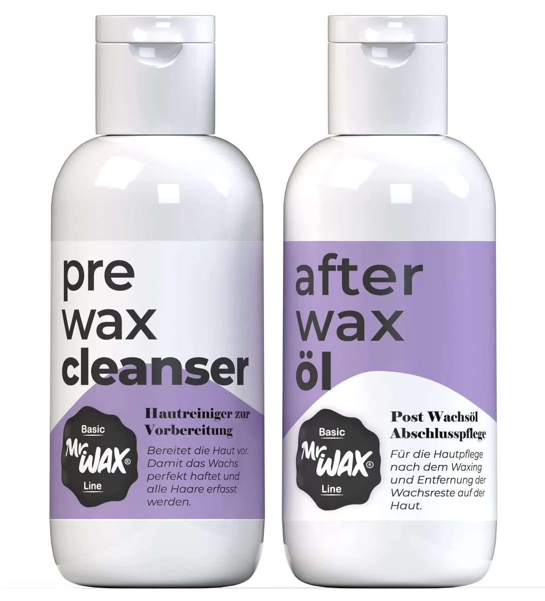 Mr. Wax Set 1x After Wax Öl I 1x Pre Wax Hautreiniger Aloe Vera, 2x150ml (2er Set Pre+After)