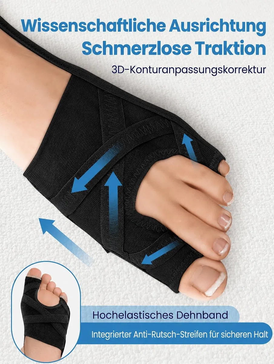 Hallux Valgus Bandage, Hallux Valgus Korrektur für Männer und Frauen, S & Schwarz