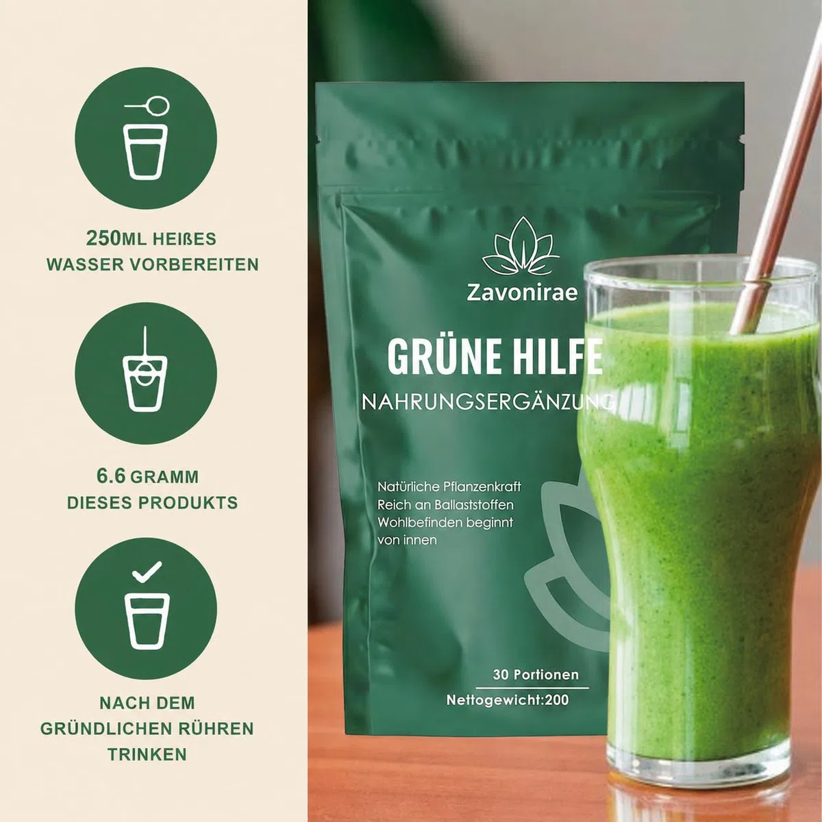 Grüne Entgiftungspulver - 200g Superfood Greens Mix mit Matcha, Gerstengras & Heidelbeeren | Reich an Makro, Mikronährstoffen & Ballaststoffen (dunkelgrün)
