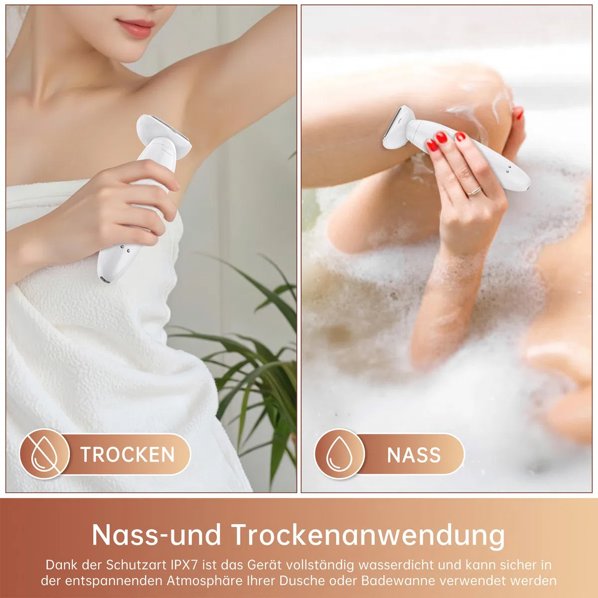 Lightbiz 5-in-1 Elektrischer Rasierer Damen, Intimrasierer für Frauen, Damenrasierer Elektrisch, IPX7 Wasserdicht, Trimmer Damen Intimbereich für Bikini Zone, Gesicht & Körper, USB Aufladbar