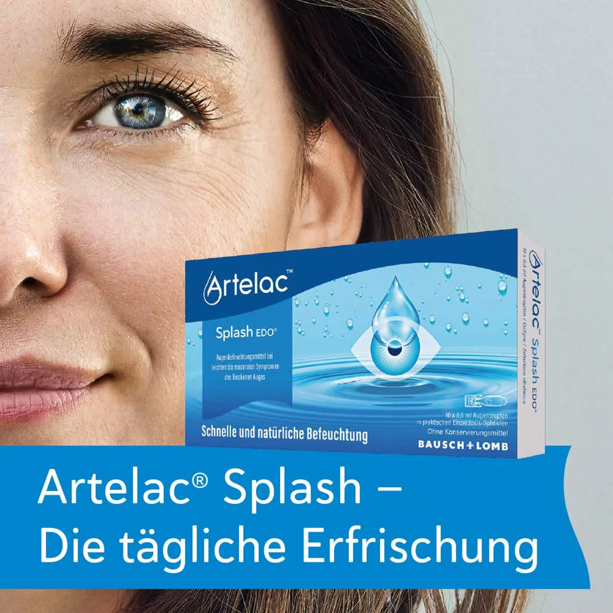 Artelac Splash EDO Augentropfen - Hyaluron Augentropfen gegen trockene Augen - bei müden und gestressten Augen - mit 0,2% Hyaluronsäure - bei Kontaktlinsen geeignet - Einzeldosen (30 x 0,5 ml)