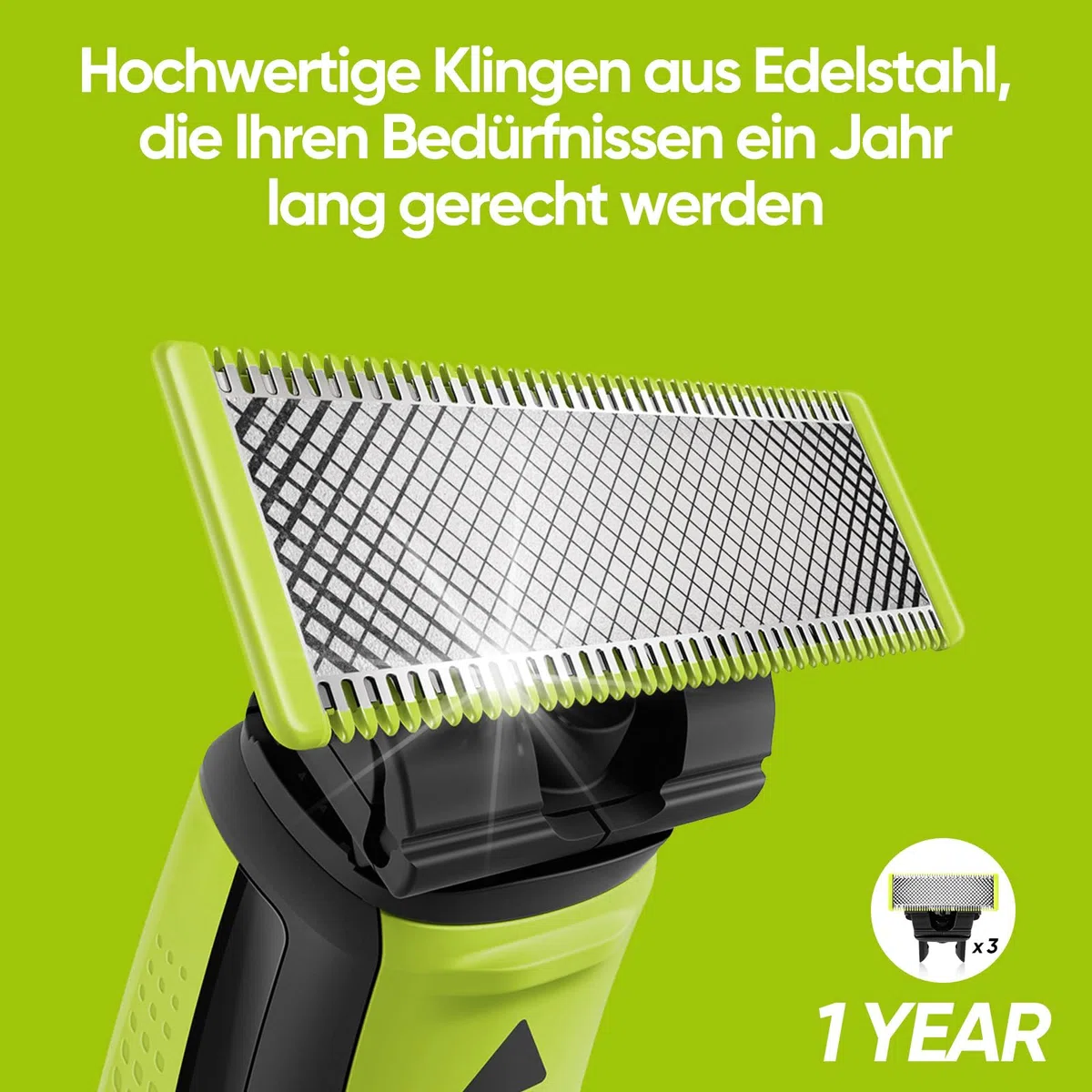 Für Philips OneBlade Klingen | 3 Stück One Blade Ersatzklinge, Wird zum Trimmen von Gesichts- und Körperbärten verwendet. Hochwertige Klingen aus Edelstahl, Sicher und Langlebig