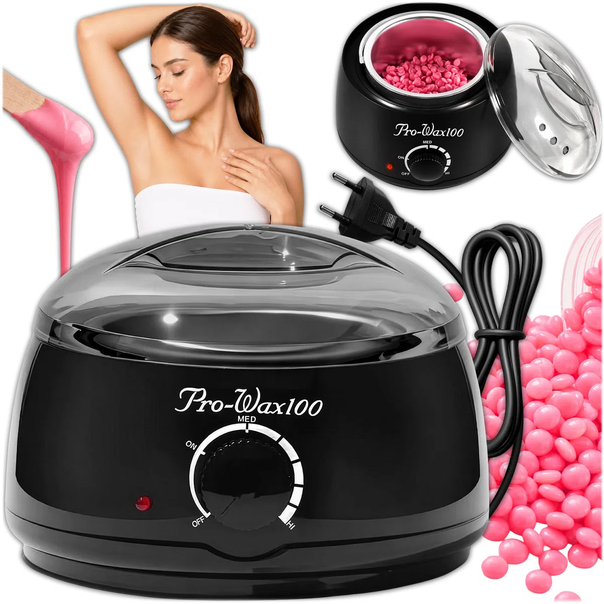 KRUMAD Wachsgerät zur Haarentfernung Set 100W, Wachswärmer mit Temperaturregler, Wax Maschine, Waxing Kit für Enthaarungswachs, Warmwachsgerät für Studio und kontrollierte Anwendung zu Hause