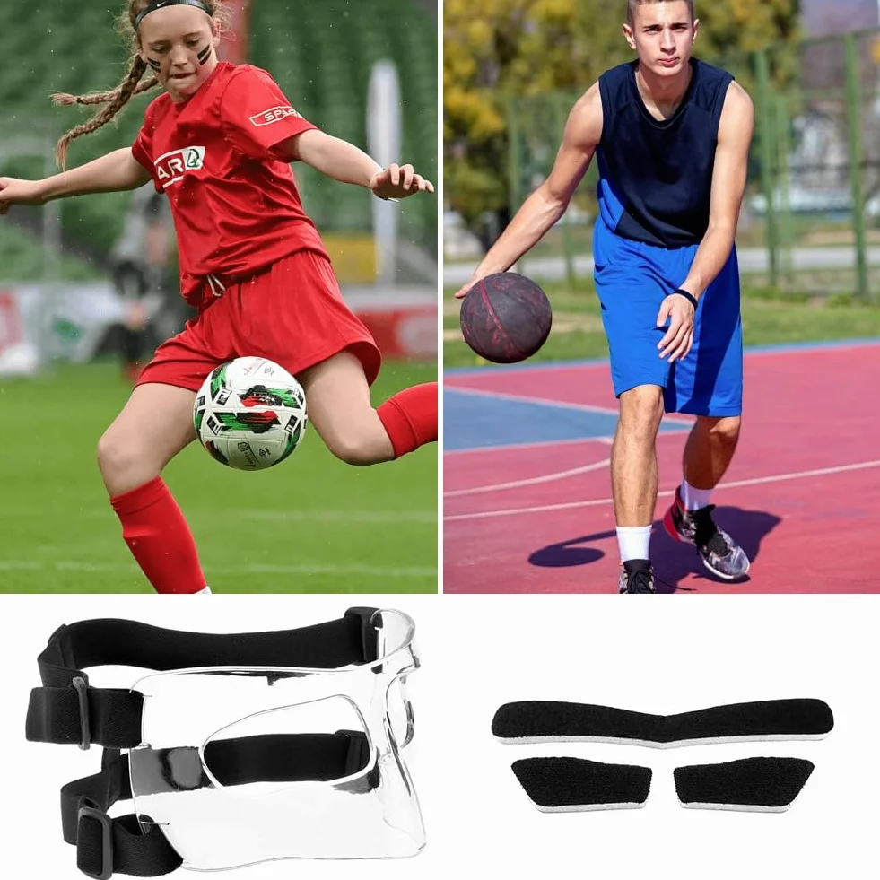 Nasenmaske Fussball, Nasenschutz für Gebrochene Nase, Verstellbarer Gesichtsschutz mit Polsterung, Volleyball Gesichtsschutz, Fussball Sport-Trainings-Gesichtsmaske Gesichtsmaske für Erwachsene Unisex