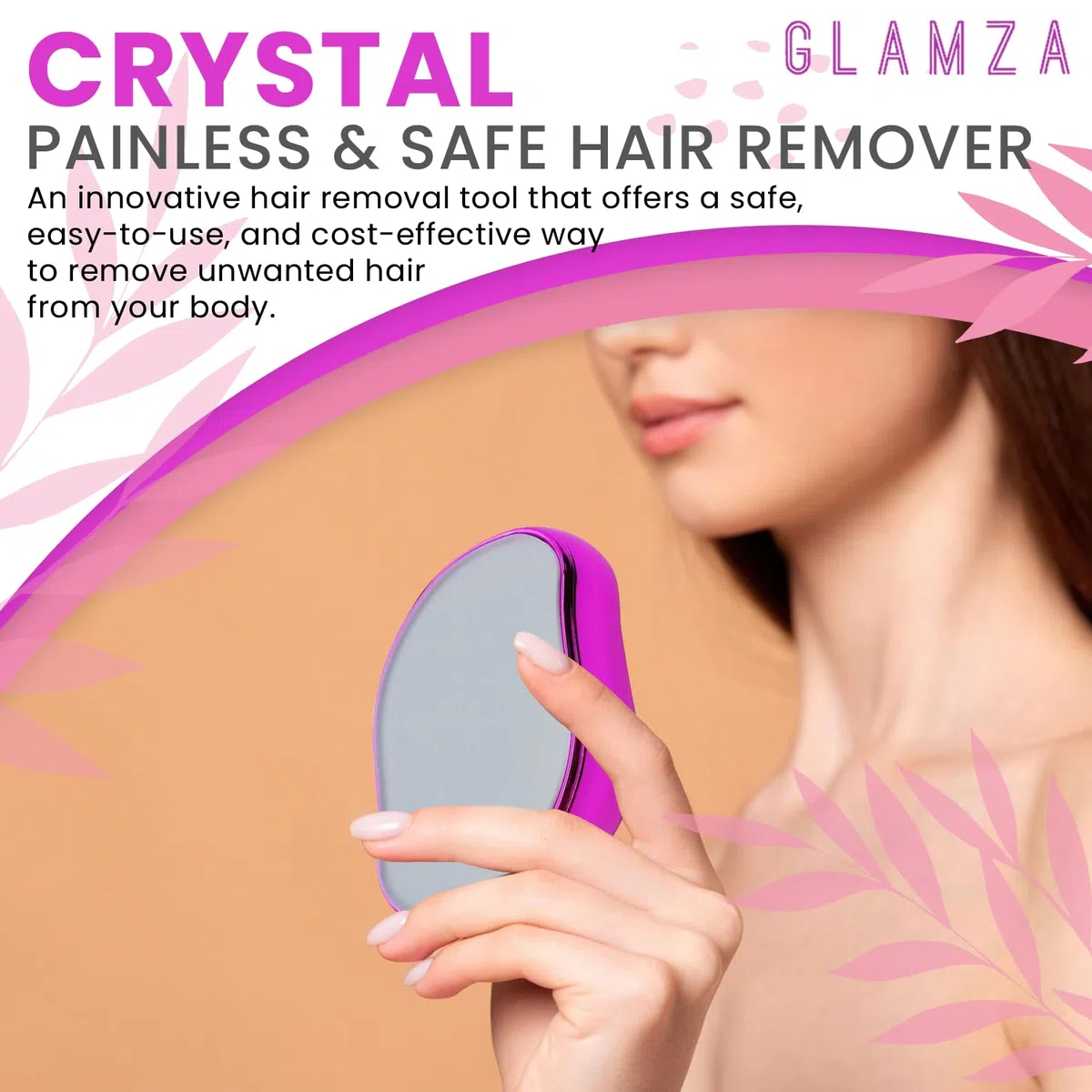 Glamza Crystal Hair Eraser Stone | Fast Effective Magic Crystal Hair Remover for Women & Men (Black)