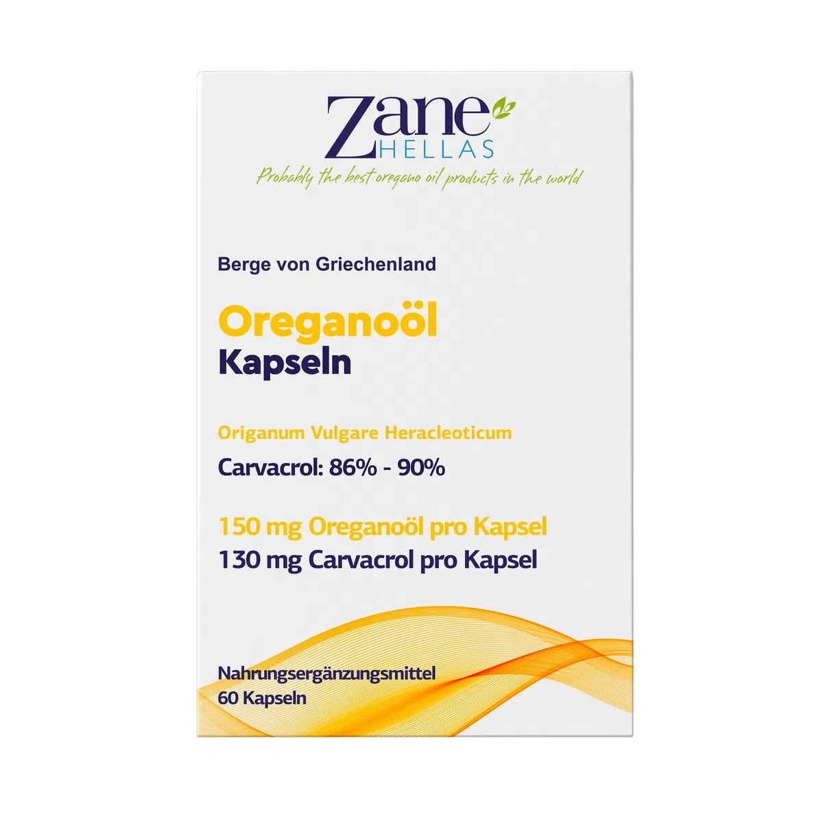 Zane Oreganoöl-Kapseln - 150 mg ätherisches Oreganoöl - 130 mg Carvacrol pro Kapsel - 60 Count