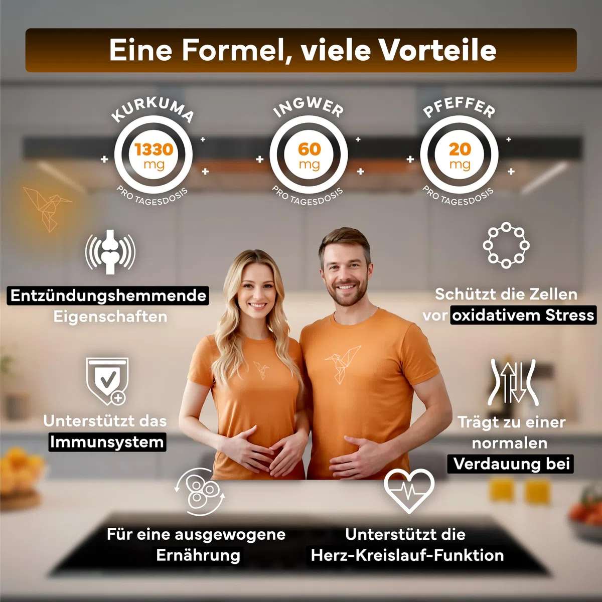 Kurkuma Kapseln Hochdosiert – BIO Kurkuma mit Schwarzem Pfeffer & Ingwer – 365 Kapseln – Curcumin Komplex – Ohne unerwünschte Zusätze - Sevens Nutrition