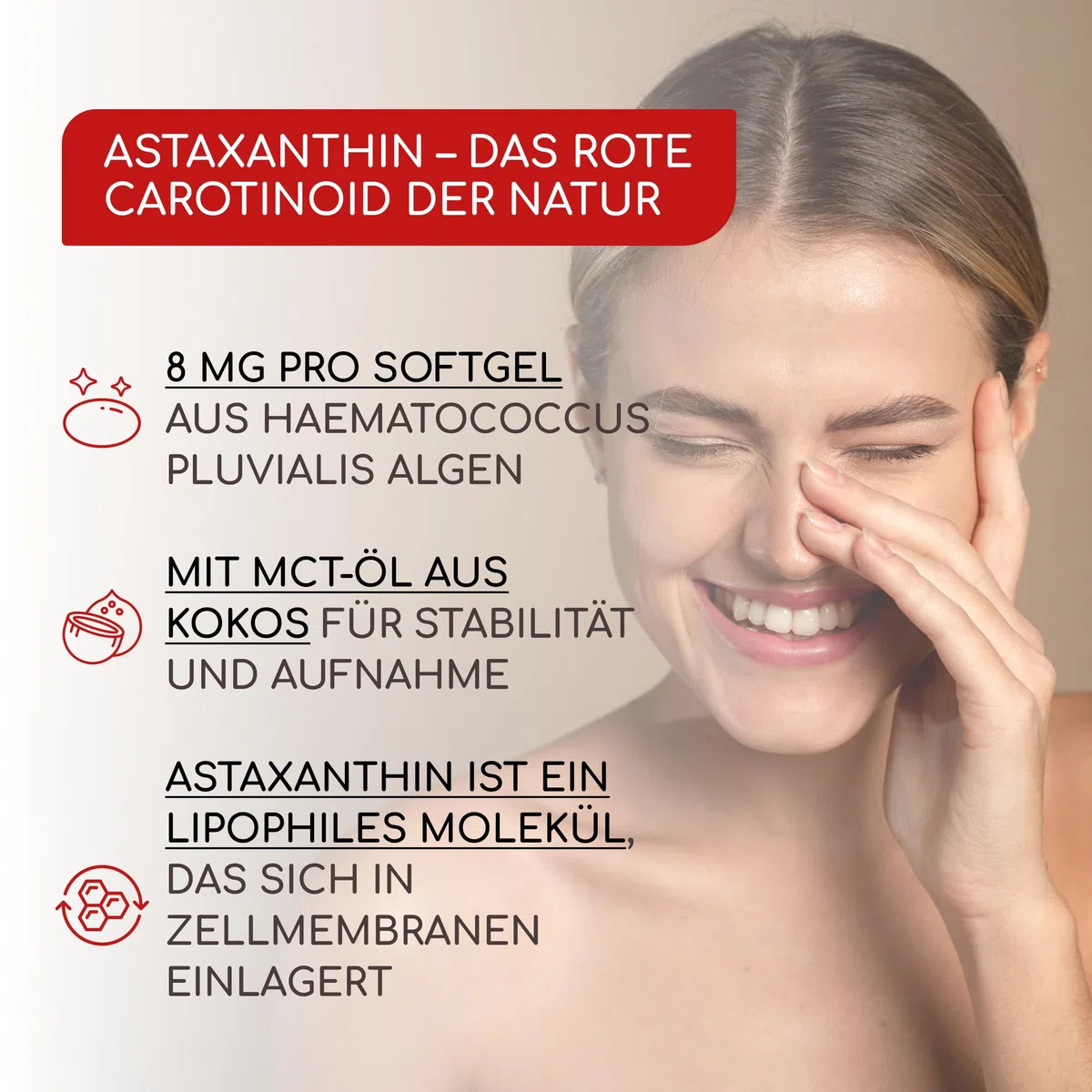 Astaxanthin Hochdosiert - 180 Vegane Astaxanthin Kapseln (Softgels): 6 Monate Vorrat - 8 mg pro Softgel - Premium-Rohstoff aus Haematococcus pluvialis Algenextrakt - Ohne Zusatzstoffe