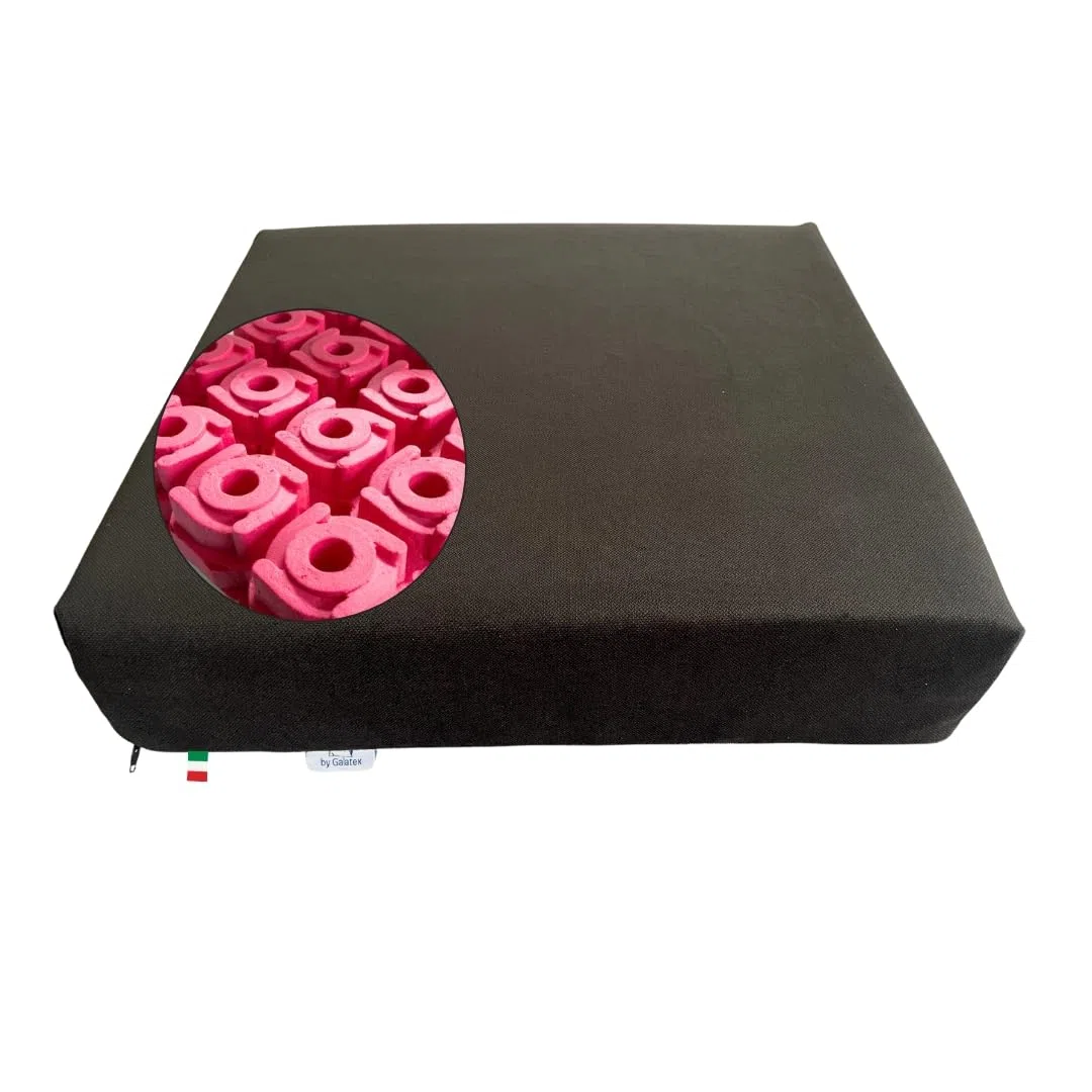 GM Anti-Dekubitus-Kissen für Rollstuhl, 40 x 40 x 9 cm, Anti-Dekubitus-Kissen für Stuhl aus Memory-Schaum und Polyurethan, für Senioren, hergestellt in Italien (schwarz)