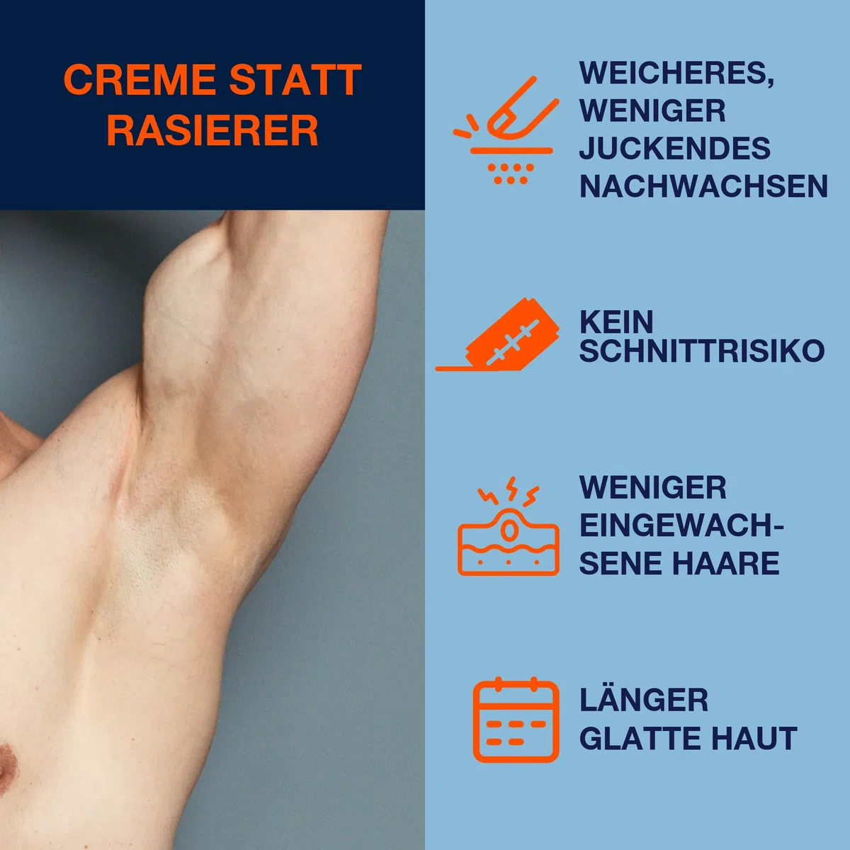 NO HAIR CREW Intim-Enthaarungscreme für Männer 2 x 100 ml – Das Original | Für Leiste, Hoden und Po. Entfernt Haare in nur 4–8 Minuten. Glatte Haut ohne Schnittgefahr und Rasierpickel.