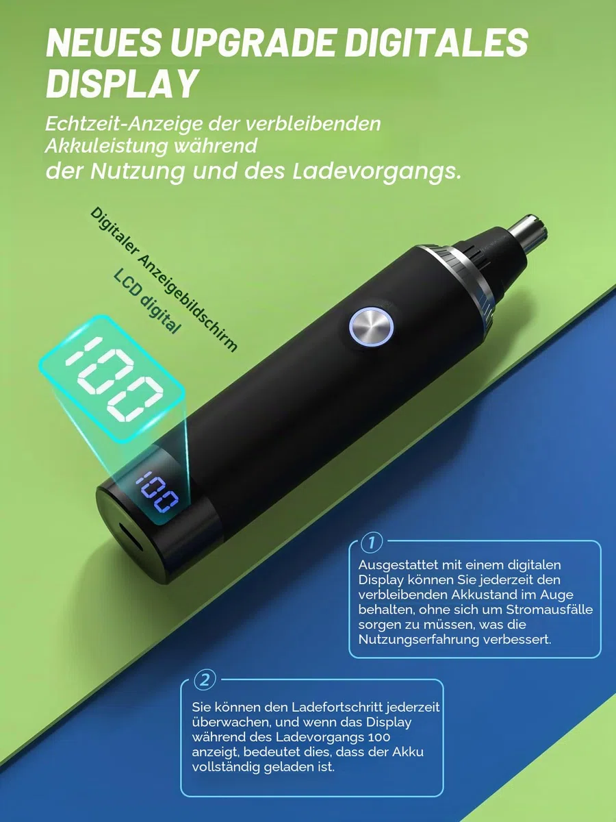 Professionelle Nasen- und Ohrhaarschneider, schmerzlos, Nasenhaarschneider, Gesichtsbehaarung, wasserdicht, USB-wiederaufladbar, zweischneidige Klinge, wasserdicht, leicht zu reinigen