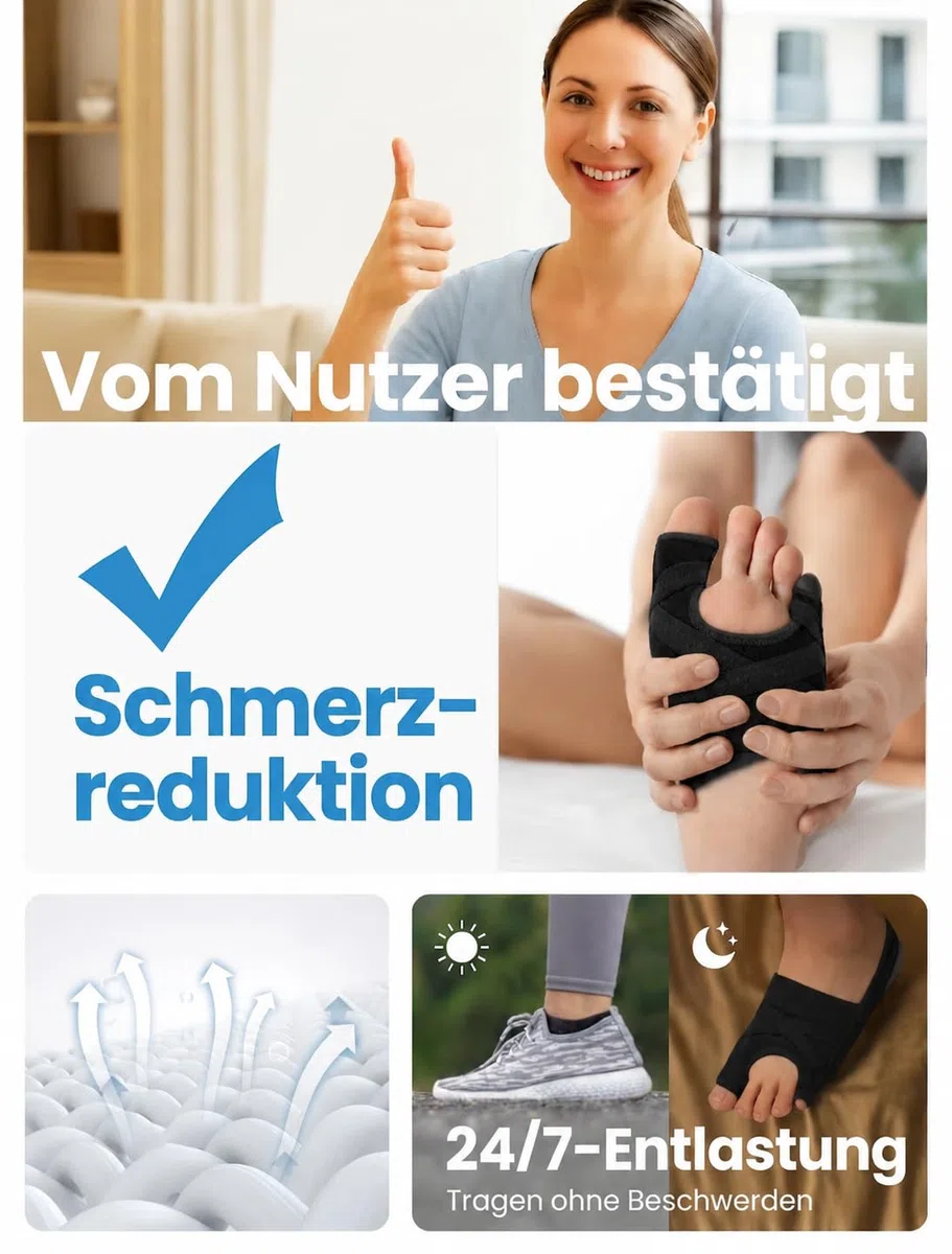 Hallux Valgus Bandage, Hallux Valgus Korrektur für Männer und Frauen, S & Schwarz