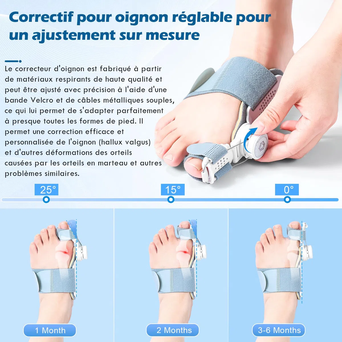 Hallux Valgus Korrektur Set, Upgrade Version mit Verstellbarer Hallux Valgus Schiene und Silikon Zehenspreizer für Daumen, Reduziert Hallux Valgus Belastung